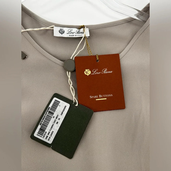 Loro Piana Mae Flowing Cady Top Stretch Silk Top In Taupe Brown Size 40 - Picture 5 of 9